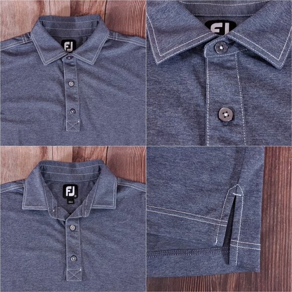 Footjoy FJ Mens Size Medium Blue Gray Short Sleeve Stretch Golf Polo Shirt - Picture 3 of 10